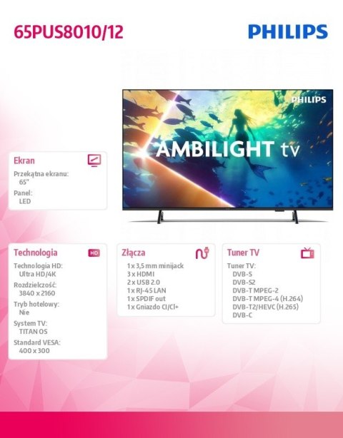 Philips Telewizor LED 65 cali 65PUS8010/12