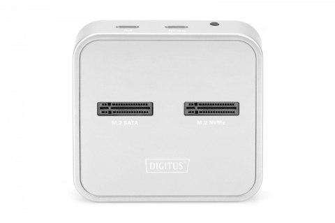 Digitus Stacja dokująca do dysków SSD M.2 NVMe + M.2 SATA z czytnikiem kart SD-Express, USB-C, Srebrna