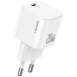 USAMS Ładowarka sieciowa 20W 1xUSB-C + kabel USB-C Biała