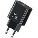 USAMS Ładowarka sieciowa 25W 1xUSB-C 1xUSB-A Fast Charging Czarna