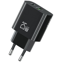 USAMS Ładowarka sieciowa 25W 1xUSB-C 1xUSB-A Fast Charging Czarna