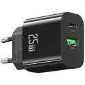 USAMS Ładowarka sieciowa 25W 1xUSB-C 1xUSB-A Fast Charging Czarna