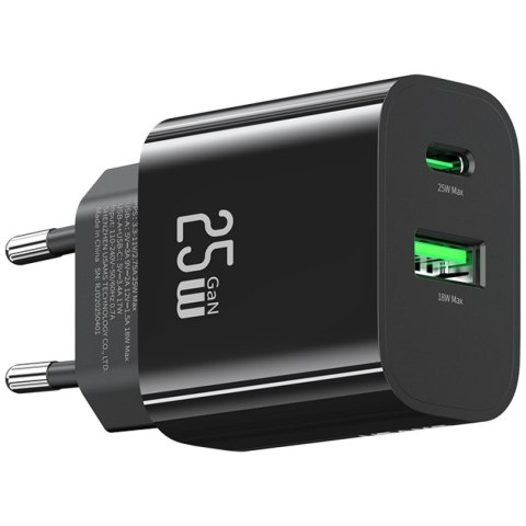 USAMS Ładowarka sieciowa 25W 1xUSB-C 1xUSB-A Fast Charging Czarna