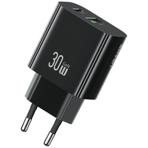 USAMS Ładowarka sieciowa 30W 1xUSB-C 1xUSB-A Fast czarging Czarna