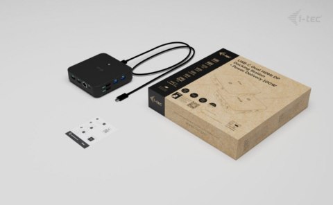 I-tec Stacja dokująca USB-C DP Dual HDMI Power Delivery 100W + Uniwersalna Ładowarka 100W