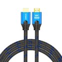 Savio Kabel HDMI (M) v2.1, 3m, 8K, miedź, niebiesko-czarny, złote końcówki, ethernet/3D, CL-143