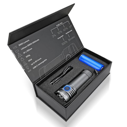 EverActive Latarka ręczna diodowa LED Luminator FL-3300R IPX4 USB-C