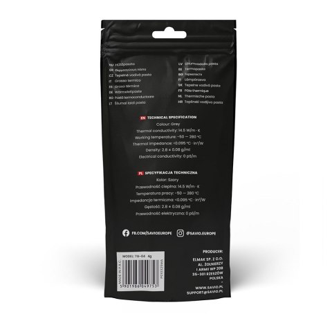 SAVIO PASTA TERMOPRZEWODZĄCA 14,5W/MK, 4G TG-04
