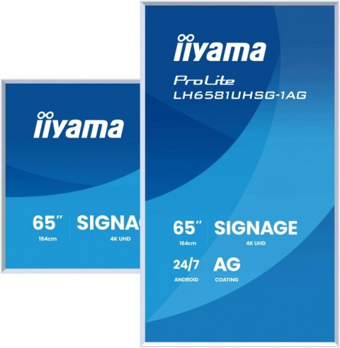 IIYAMA Monitor 65 cali LH6581UHSG-1AG 24/7,VA,ANDROID 14,4K, 2x10W, WiFi, UCHWYT ŚCIENNY, 2xHDMI, USB-C, RJ45, IR, 2xUSB, WHITE
