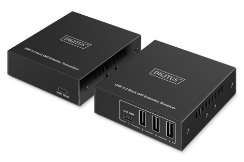 Digitus Przedłużacz (extender) po skrętce kat.6A USB 3.1 Gen1 do 100m, 3x USB-A, 1x USB-C do 5 Gbps, 1x RJ45 (Gigabit Ethernet) - zesta
