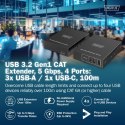 Digitus Przedłużacz (extender) po skrętce kat.6A USB 3.1 Gen1 do 100m, 3x USB-A, 1x USB-C do 5 Gbps, 1x RJ45 (Gigabit Ethernet) - zesta