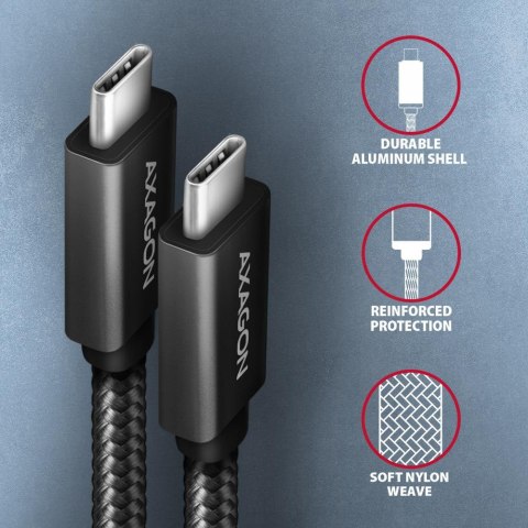 Kabel USB-C - USB-C 3.2 Gen 2 Axagon 0.5m PD 100W 4K Czarny