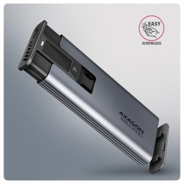 Obudowa zewnętrzna Axagon aluminiowa bezśrubowa, wyśw. LCD, do dysków M.2 NVMe & SATA SSD/ USB-C 3.2 G2 szara