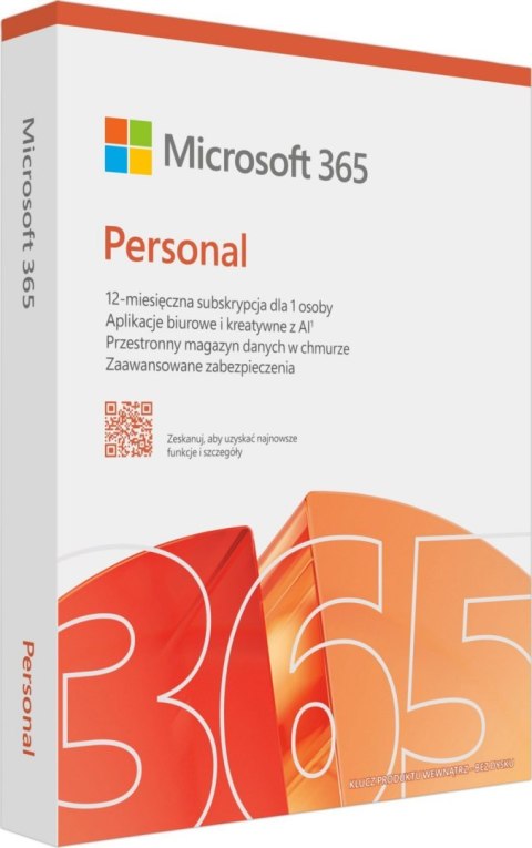 Microsoft 365 Personal PL (1 osoba.; 5 urządzeń ; 12 miesięcy; wersja fizyczna; Polska) (EP2-32454)