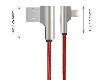 AUKEY CB-AL01 OEM kabel 90° Lightning - USB-A 2m MFi Apple kątowy wtyki 90 stopni nylonowy oplot czerwony