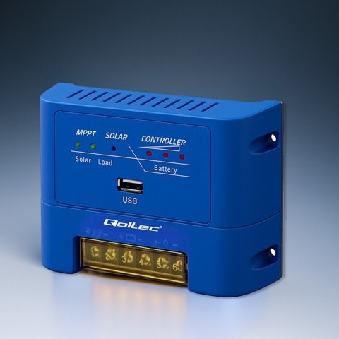 Qoltec Solarny regulator ładowania MPPT 15A do zasilania odbiorników DC i ładowania akumulatorów 12V/24V | AGM | GEL | LiFePO4