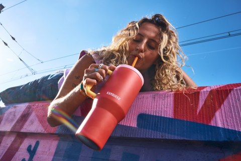 Kubek termiczny ze słomką Kambukka Rio Tumbler 950ml, Pink Papaya