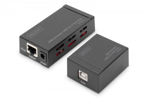 Digitus Przedłużacz/Extender HUB 4 porty USB 2.0 po skrętce kat. 5e/7, do 50m