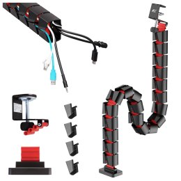 NANO RS ORGANIZER KABLI / MASKOWNICA DO BIURKA, 1345MM, CZARNO CZERWONY RS125