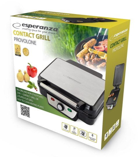 Grill elektryczny Esperanza Provolone EKG007 (stołowy-zamknięty; 1800W; kolor inox)