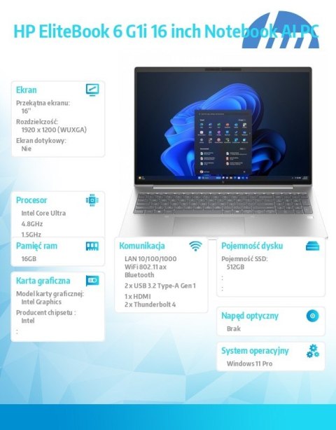 HP Inc. Notebook EliteBook 6 G1i U5-225U 512GB/16GB/W11P/16.0 C51FTET