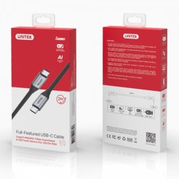 Unitek Kabel USB-C - USB-C PD 100W, 5Gbps, 4K60Hz, 2m, M/M; C14091ABK