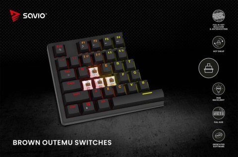 Savio Klawiatura mechaniczna STYX Outemu Brown Hot Swap RGB