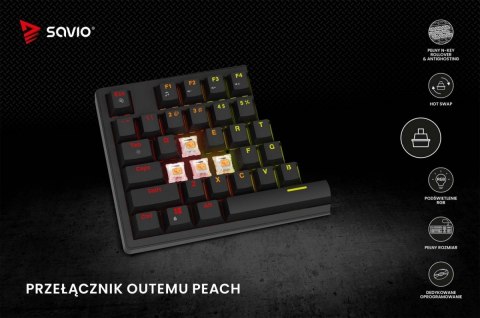 Savio Klawiatura mechaniczna STYX Outemu Peach Silent Hot Swap RGB