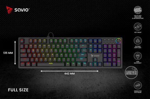 Savio Klawiatura mechaniczna STYX Outemu Red Hot Swap RGB