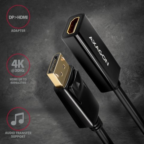AXAGON RVD-HI14N Adapter aktywny Displayport -> HDMI 1,4, 4K/30Hz, kabel 18cm