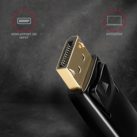 AXAGON RVD-HI14N Adapter aktywny Displayport -> HDMI 1,4, 4K/30Hz, kabel 18cm