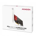 AXAGON PCEM2-ND Kontroler PCIe x 8, 2x slot M.2 NVMe M-key RAID wsparcie dla płyt bez bifurkacji, w zestawie, SP & LP