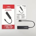 AXAGON HMC-GL3A Wieloportowy hub metalowy 3x USB-A + GLAN, USB 3.2 Gen 1, 20 cm USB-C kabel