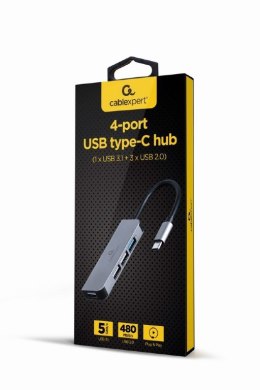 Gembird Hub 4-portowy USB-C, 3xUSB 2.0, USB 3.1