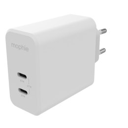 Mophie GaN Charger Dual - ładowarka sieciowa z podwójnym wejściem USB-C 67W (white)