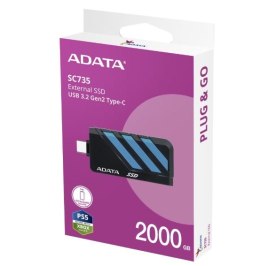 Adata Dysk SSD External SC735 2TB U3.2C 1000/1000MB/s Blue
