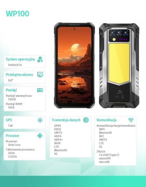OUKITEL Smartfon WP100 5G 12/512 IP69K czarny