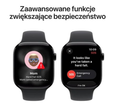 Apple Watch Series 11 GPS koperta 42 mm z aluminium w kolorze gwiezdnej szarości, pasek sportowy w kolorze czarnym - rozmiar S/M