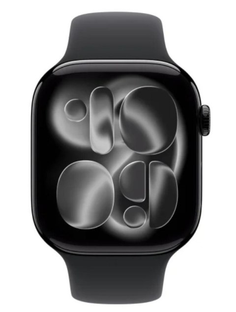 Apple Watch Series 11 GPS koperta 42 mm z aluminium w kolorze onyksu, pasek sportowy w kolorze czarnym - rozmiar M/L