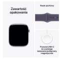 Apple Watch Series 11 GPS koperta 42 mm z aluminium w kolorze srebrnym, pasek sportowy w kolorze mlecznego fioletu - rozmiar S/M