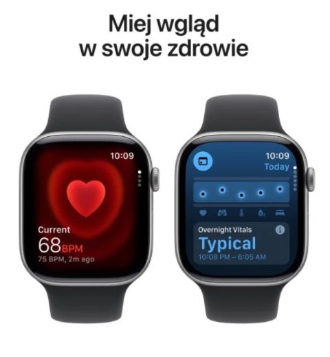 Apple Watch Series 11 GPS+Cellular koperta 46 mm z aluminium w kolorze gwiezdnej szarości, pasek sportowy w kolorze czarnym - rozmiar 