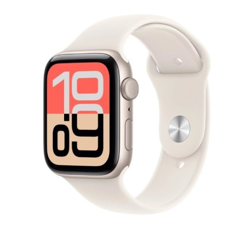 Apple Watch SE 3 GPS+Cellular koperta 44 mm z aluminium w kolorze księżycowej poświaty, pasek sportowy w kolorze księżycowej poświaty 