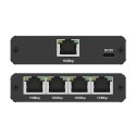Qoltec Rozdzielacz splitter Ethernet mini SWITCH 1x4 RJ45 | 1000Mb/s | USB-C | Aluminium