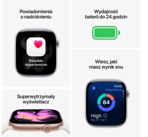 Apple Watch Series 11 GPS+Cellular, koperta 42 mm z aluminium w kolorze różowego złota, pasek sportowy w kolorze łagodnego różu - rozm