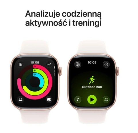 Apple Watch Series 11 GPS, koperta 46 mm z aluminium w kolorze różowego złota, pasek sportowy w kolorze łagodnego różu - rozmiar M/L