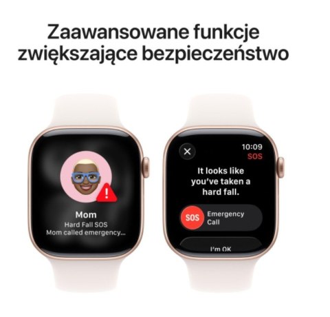 Apple Watch Series 11 GPS, koperta 46 mm z aluminium w kolorze różowego złota, pasek sportowy w kolorze łagodnego różu - rozmiar M/L