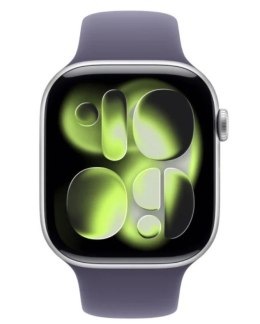 Apple Watch Series 11 GPS koperta 46 mm z aluminium w kolorze srebrnym, pasek sportowy w kolorze mlecznego fioletu - rozmiar S/M