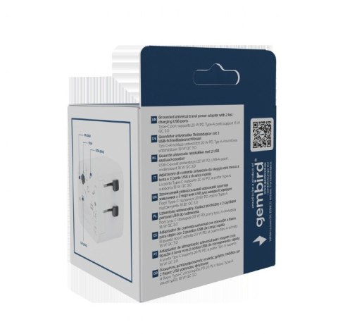 Gembird Adapter sieciowy uziemienie Uniwersalny 20W