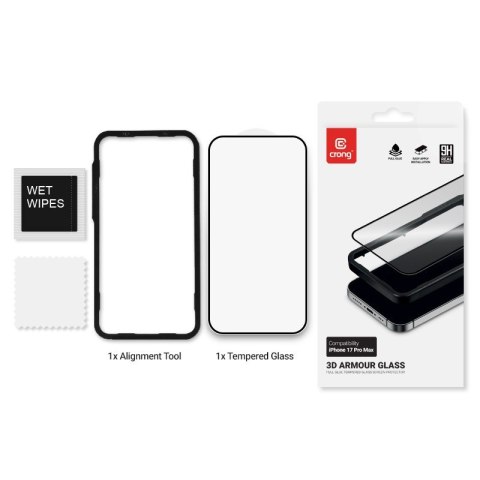 CRONG 3D Armour Glass - Szkło hartowane iPhone 17 Pro Max + ramka instalacyjna
