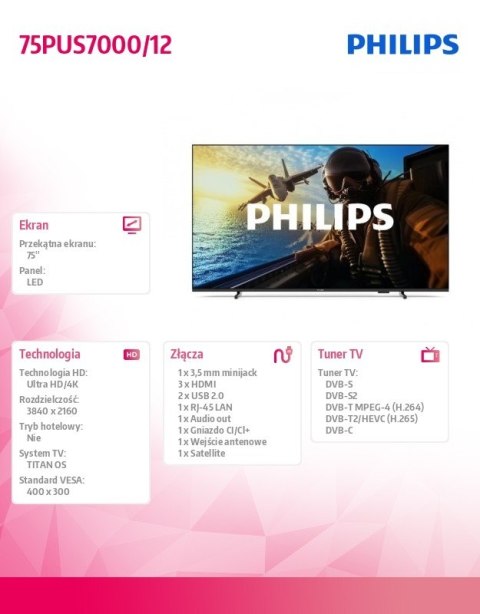 Philips Telewizor 75 cali LED 75PUS7000/12